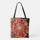 Rode en gele chrysant bloemen draagtas (Achterkant)