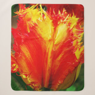 Rode en gele close-up krultulp sherpa deken