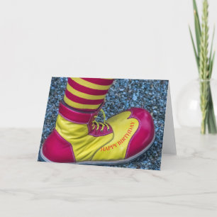 Rode en gele clown schoen verjaardagskaart kaart