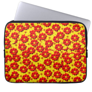 Rode en gele dahlia bloemen laptop sleeve