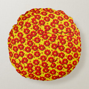 Rode en gele dahlia bloemen rond kussen