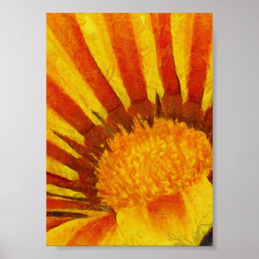 Rode en gele Gazania Acrylverf Poster (Voorkant)