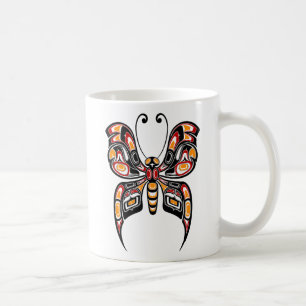Rode en gele Haida Spirit Butterfly Koffiemok