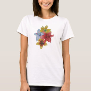 Rode en gele Lelie bloemen bloemenkunst T-shirt