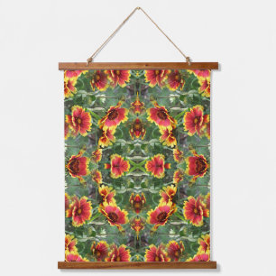 Rode en gele madeliefjes bloemenkunst Abstracte ku Hangend Wandkleed