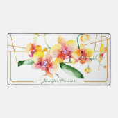 Rode en gele orchideeën op maat bureaumat (Voorkant)