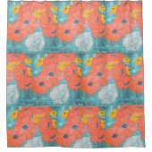 Rode en gele papaver douchegordijn (Voorkant)
