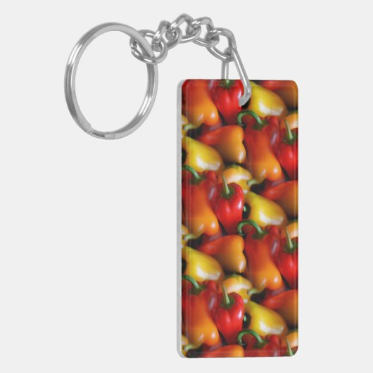 Rode en gele paprika's Acrylische Sleutelhanger (Voorkant Links)