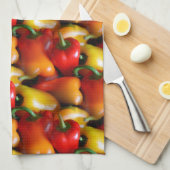 Rode en gele paprika's theedoek (Quarter Fold)