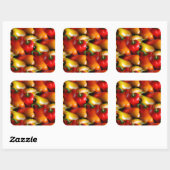 Rode en gele paprika's vierkante sticker (Vel)