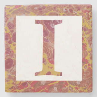 Rode en gele steen Marmering Monogram I Stenen Onderzetter