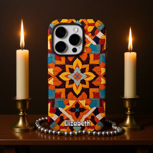 rode en gele symmetrie iPhone 16 pro hoesje