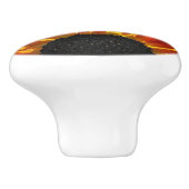 Rode en gele zonnebloemen keramische knop (Zijkant)