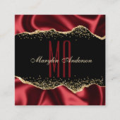 RODE EN GOUD SHIMMER SATIN GRENZEN AANGEPASTE MONO VIERKANTE VISITEKAARTJE (Voorkant)