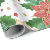 RODE EN GOUDE POINTSETTIA CHRISTMAS BLOOTSEN CADEAUPAPIER (Rol Hoek)