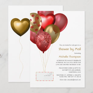 Rode en Gouden Ballon Baby of Bruiloft via de Post Kaart