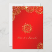 Rode en gouden bloem Indiase bruiloft uitnodiging (Voorkant)