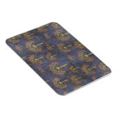 Rode en gouden bomen op Grunge Blue Magneet (Rechterzijde)