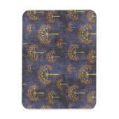 Rode en gouden bomen op Grunge Blue Magneet (Verticaal)