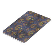 Rode en gouden bomen op Grunge Blue Magneet (Linkerzijde)