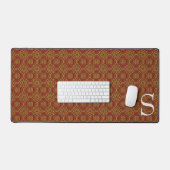 Rode en gouden Brocade Monogrammed Bureaumat (Keyboard & Muis)