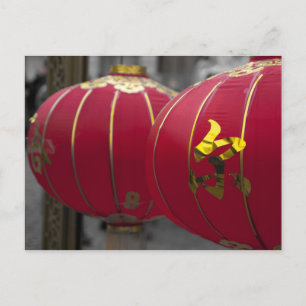Rode en gouden Chinese lampjes Briefkaart
