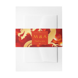 Rode en gouden draken bruiloft uitnodigingen wikkel