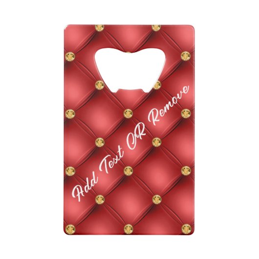 Rode en gouden flesopener met aangepaste tekst kredietkaart flessenopener (Voorkant)