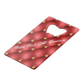 Rode en gouden flesopener met aangepaste tekst kredietkaart flessenopener (Achterkant Gekanteld)