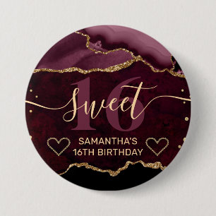 Rode en gouden glinsterende agaat marmeren Sweet 1 Ronde Button 7,6 Cm