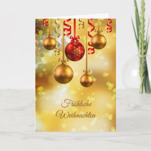 Rode en gouden kerstballen Duitse kerst Feestdagen Kaart