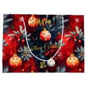 Rode en gouden kerstcadeautas met feestelijke deco groot cadeauzakje (Achterkant)