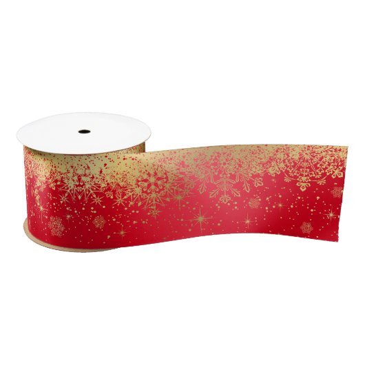 Rode en gouden kerstsnowflakes lint (Spoel)