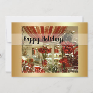 Rode en gouden kerstversiering Plat kerstkaart