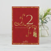 Rode en gouden kwast Indisch tafelnummer (Staand voorkant)