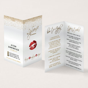 Rode en gouden Lip Instructies Visitekaartjes