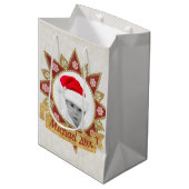 Rode en gouden luxe cirkel vorm Lijst sneeuwvlok Medium Cadeauzakje (Voorkant Gekanteld)