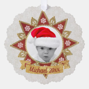 Rode en gouden luxe cirkel vorm Lijst sneeuwvlok Ornament Kaart