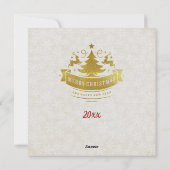 Rode en gouden luxe cirkelvormige vorm frame sneef feestdagenkaart (Achterkant)