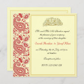 Rode en gouden moslimbruiloft kaart (Voorkant / Achterkant)