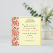 Rode en gouden moslimbruiloft kaart (Staand voorkant)