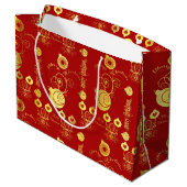 Rode en gouden Ornamenten Large Cadeauzakje (Achterkant Gekanteld)