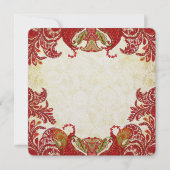 Rode en gouden  Paisley Damask Wedding Kaart (Achterkant)
