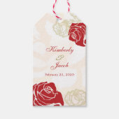 Rode en gouden rozen Bruiloft Dank u cadeau label Cadeaulabel (Voorkant)