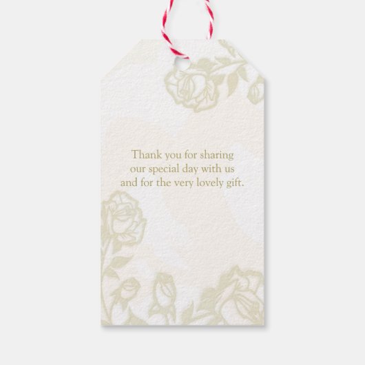 Rode en gouden rozen Bruiloft Dank u cadeau label Cadeaulabel (Achterkant)