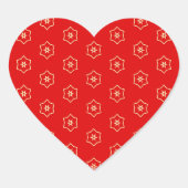 Rode en gouden sierontwerp hart sticker (Voorkant)