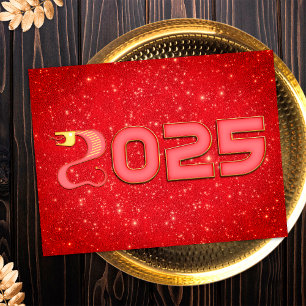 Rode en Gouden Slang 2025 Chinees Nieuwjaar Feestdagenkaart