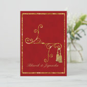 Rode en gouden Tassel Indiase bruiloft uitnodiging (Staand voorkant)