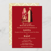 Rode en goudmoderne Indische bruiloft Kaart (Voorkant / Achterkant)