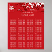 Rode en grijze bamboe laat Aziatische bruiloft Poster (Voorkant)